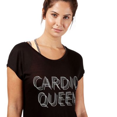 Black 'Cardio Queen' print t-shirt